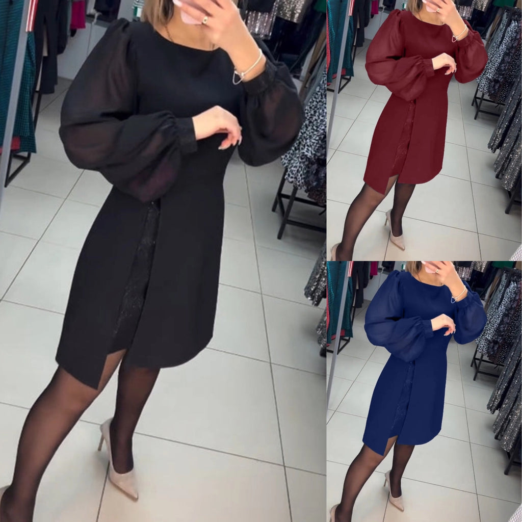 【Kupi 1, dobi 1 gratis】【S-5XL】Nova retro dvodelna obleka z okroglim izrezom in lažnim pasom za leto