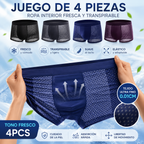 【4 piezas】Calzoncillos bóxer de malla transpirable y cómodos para hombre