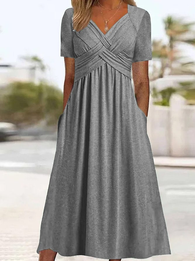 👍👍【50% OFF】💐👗【S-3XL】2025 jarné a letné nové jednofarebné módne jednoduché ležérne šaty