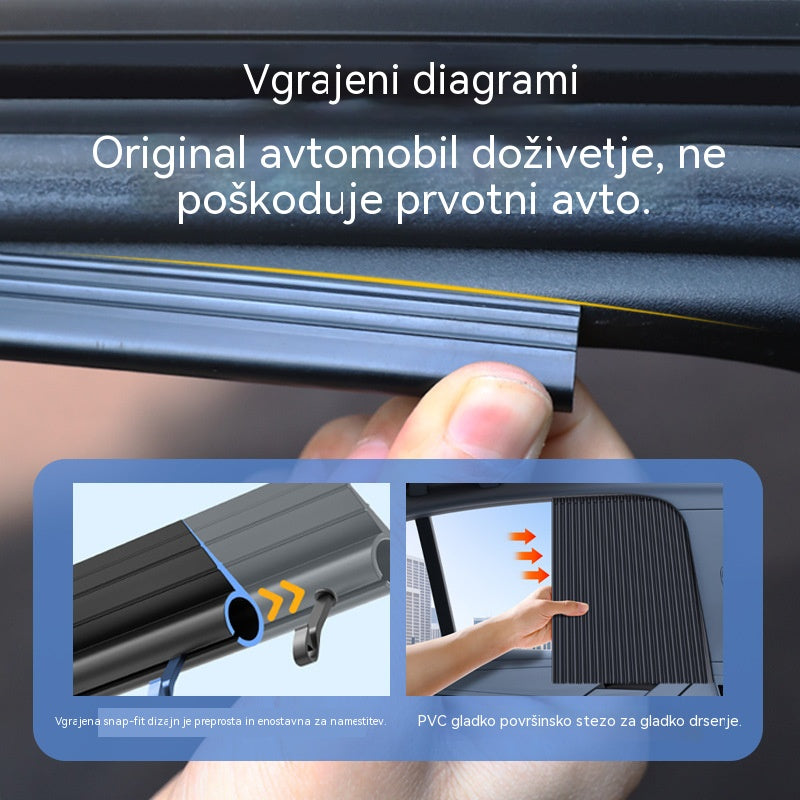 🚘【4-delni komplet】Zavesa za senčnik za avtomobilska okna z drsno tirnico in toplotno izolacijo