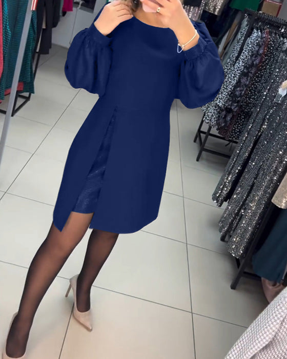 【Kupi 1, dobi 1 gratis】【S-5XL】Nova retro dvodelna obleka z okroglim izrezom in lažnim pasom za leto