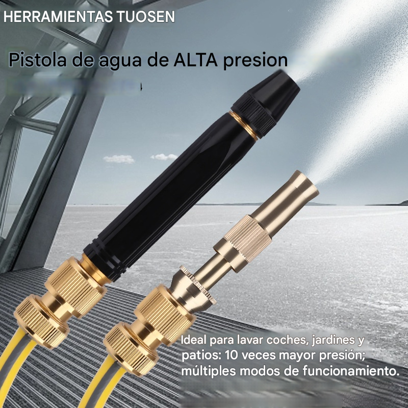 🚿【4 položky】💧 Vysokotlaková vodná pištoľ: Umývanie auta, záhrada, 10-krát vyšší tlak, viacero režimov ⚡