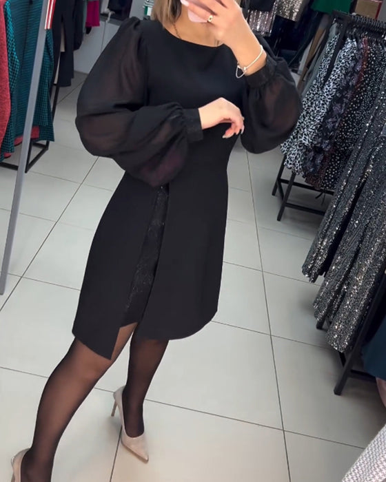 【Kupi 1, dobi 1 gratis】【S-5XL】Nova retro dvodelna obleka z okroglim izrezom in lažnim pasom za leto