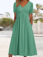 👍👍【50% OFF】💐👗【S-3XL】2025 jarné a letné nové jednofarebné módne jednoduché ležérne šaty