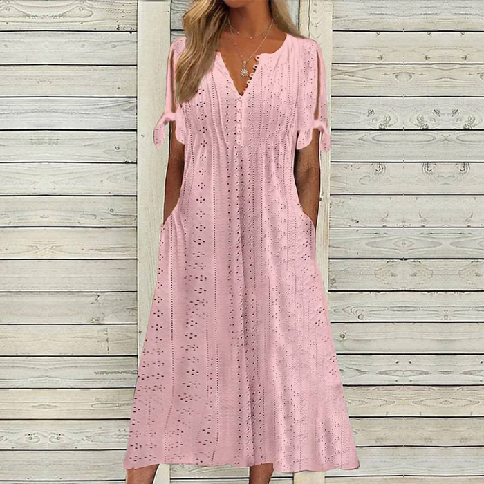 【S-5XL】 Lihtne ja elegantne ühevärviline kleit