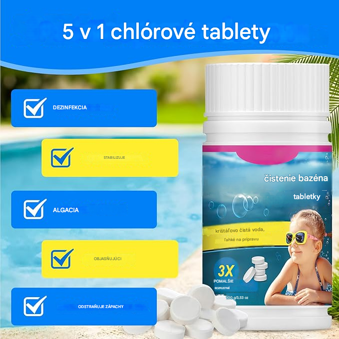 🔥【Kúpte 1 a získajte 1 zadarmo】🏊‍♀️💧Tablety na čistenie bazénov pre krištáľovo čistú vodu.