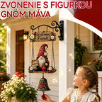 🌞Uvítací zvonček s motívom záhradného trpaslíka, nápisom „Welcome“, vintage bronzovým zvončekom, kovaným železným nástenným dizajnom a záhradnou dekoráciou.
