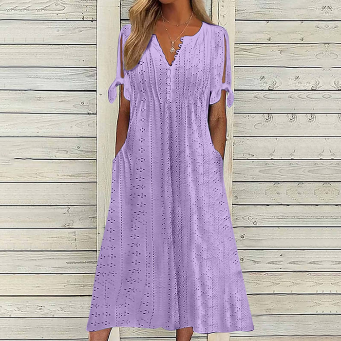 【S-5XL】 Lihtne ja elegantne ühevärviline kleit