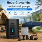 🏕️ Nabíjateľná vzduchová pumpa na kempovanie – LED svetlo, rýchle nafukovanie, kompaktná a prenosná