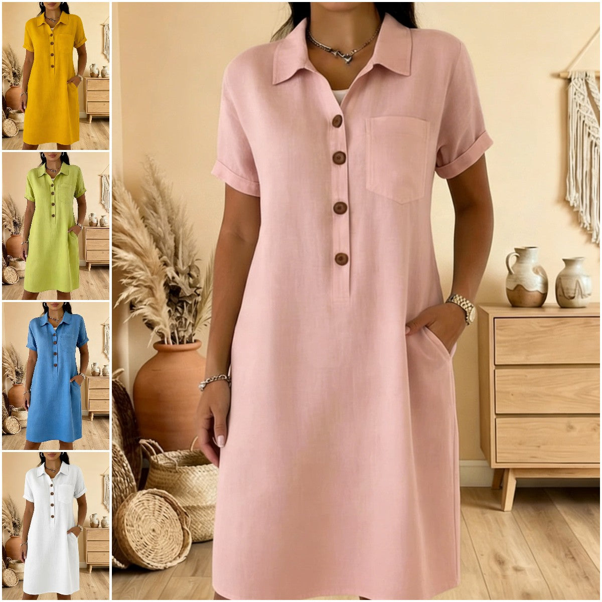 ⏳ Časovo obmedzená ponuka! ⏰🍋【S-3XL】Dámske bavlnené šaty s vreckami