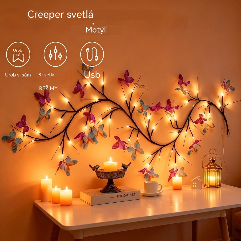 ✨ Prilagodljive LED lučke v obliki vzpenjajoče se veje z metulji - ustvarite čarobno in prijetno vzdušje v vašem domu 🦋💡