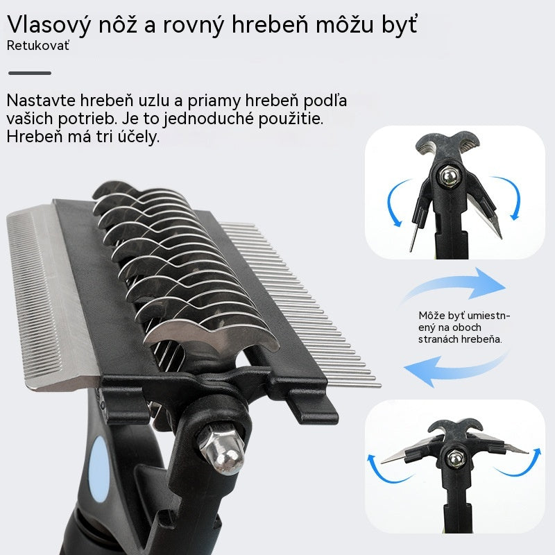 🐕🐈 Multifunkčný hrebeň 3 v 1 na úpravu srsti domácich miláčikov a odstraňovanie mačacích a psích chlpov.