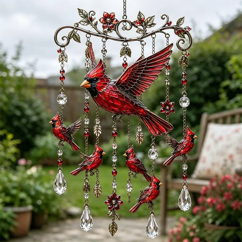 🐦 Kryształowe dzwonki ozdobione kolibrami i malowanymi wzorami w stylu vintage