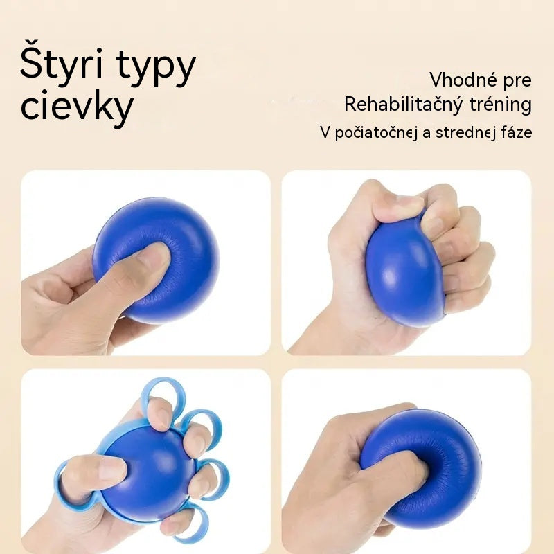 Ortopedická lopta na regeneráciu prstov a rúk s fixačnými krúžkami, pomôcka na posilnenie sily a mobility pre seniorov alebo po mŕtvici