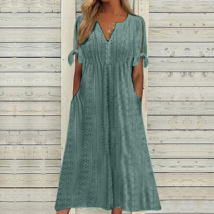 【S-5XL】 Lihtne ja elegantne ühevärviline kleit