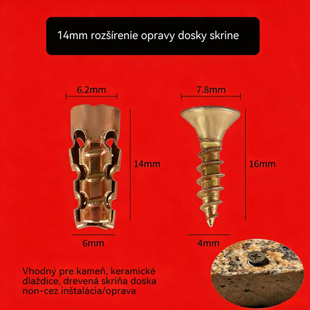 【🔥100 sád v predaji】🧰⚒️ Oprava nábytku, krátke rozpínacie skrutky, oprava a montáž pántov z kameňa/dlaždíc/skrinky.