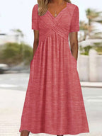 👍👍【50% OFF】💐👗【S-3XL】2025 jarné a letné nové jednofarebné módne jednoduché ležérne šaty