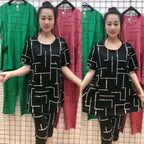 👗【Top + Nohavice】🔥Kúpte 1 a získajte 1 zadarmo🔥Dámsky oblek s krátkym rukávom, nový štýl 2026, ležérny, pre ženy stredného a staršieho veku