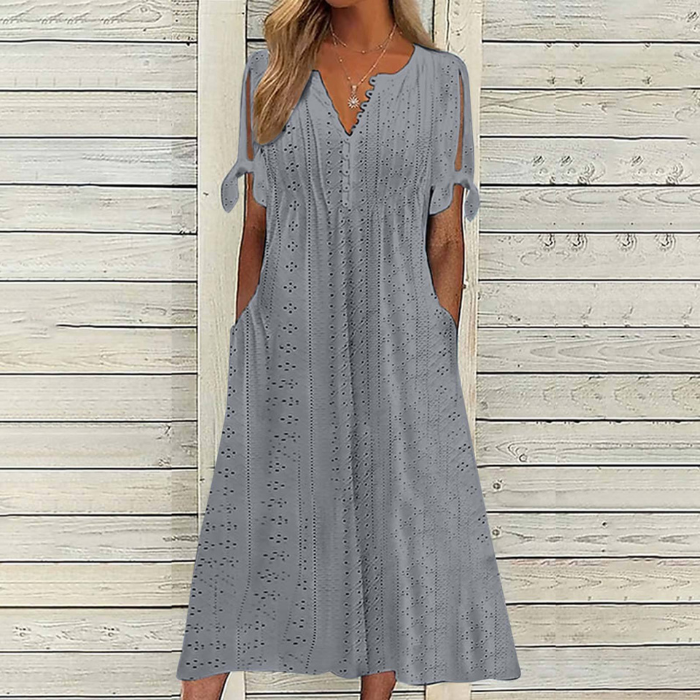 【S-5XL】 Lihtne ja elegantne ühevärviline kleit