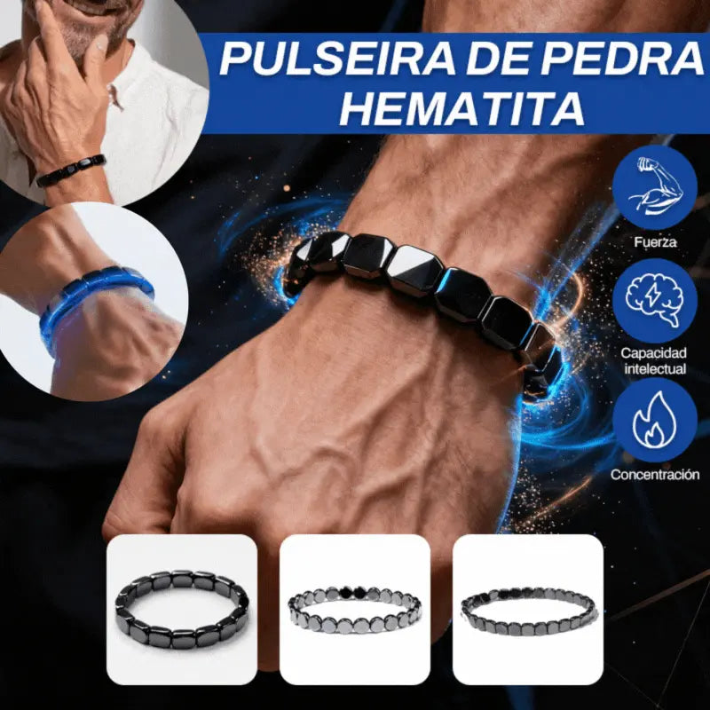 【Kupite 1, dobite 1 gratis】🔥Energijska zapestnica iz hematita in črnega oniksa | Povrnite si moč in moško samozavest