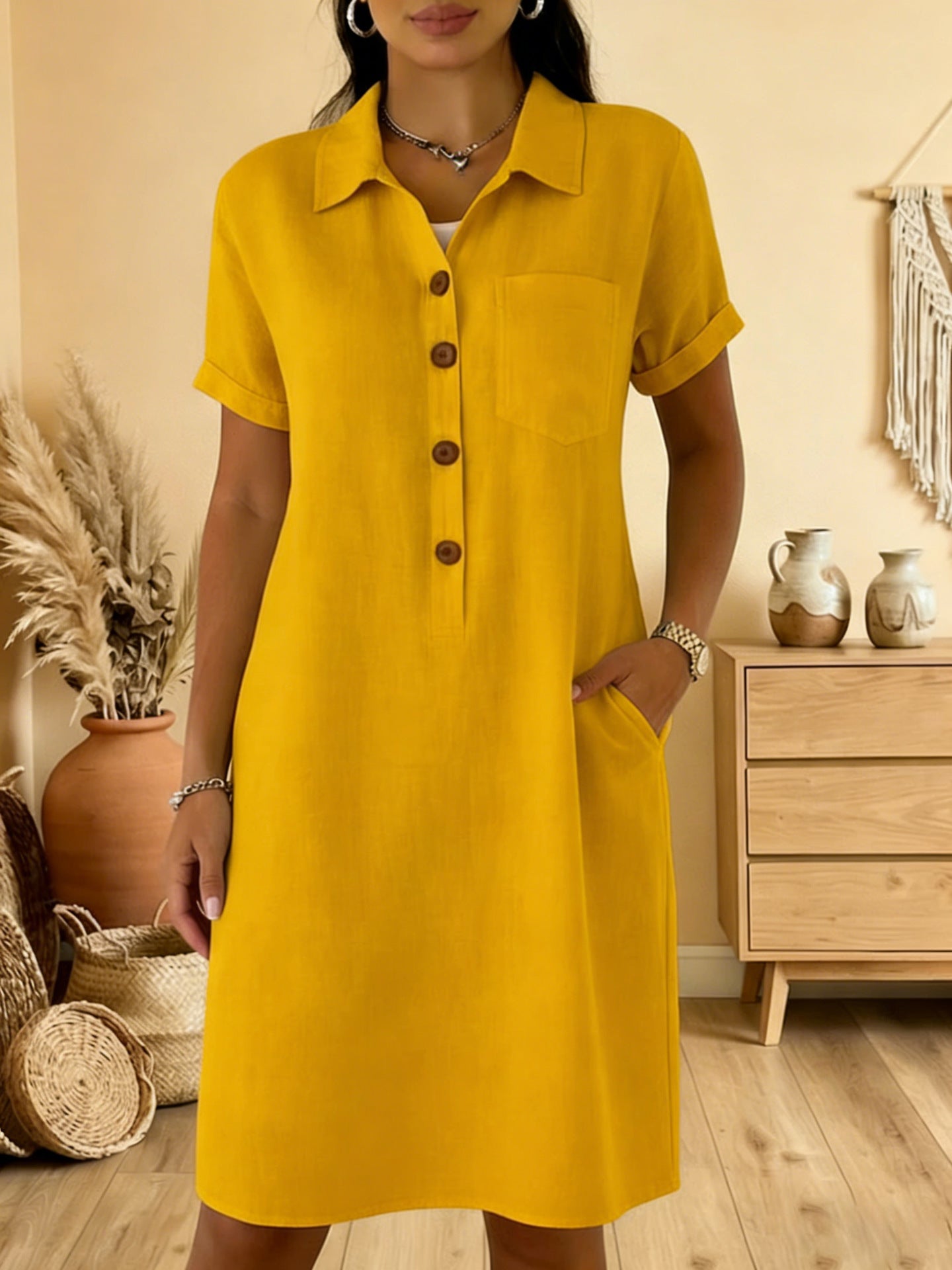 ⏳ Časovo obmedzená ponuka! ⏰🍋【S-3XL】Dámske bavlnené šaty s vreckami